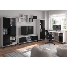 Mēbeļu komplekts BOSS 2, Balts/Melns glancēts